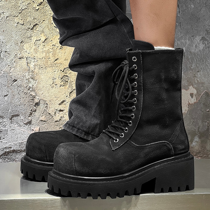 Dounkol PU Denim Work Boots 10CM Black — фото 2