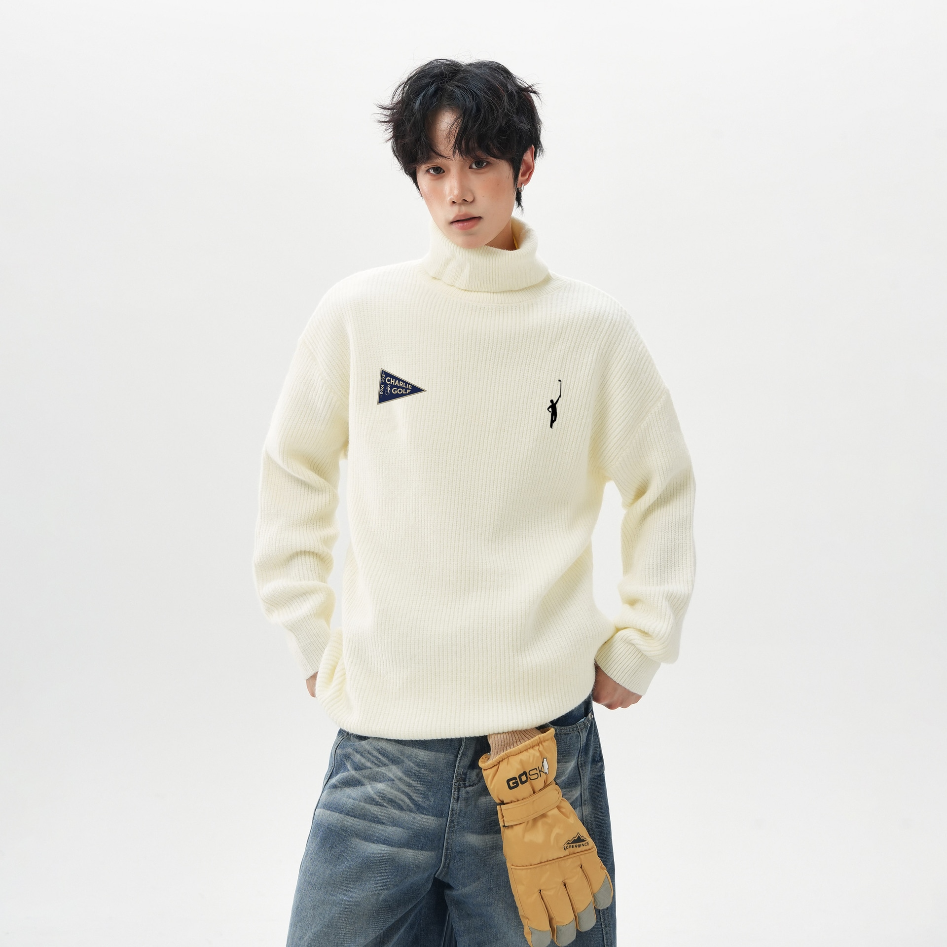 Charlie Golf Basic Logo Turtleneck Sweater — фото 9