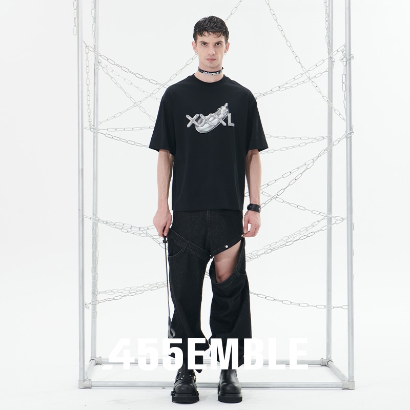 455Emble XXXL Heavyweight Crewneck T-Shirt Black — фото 1