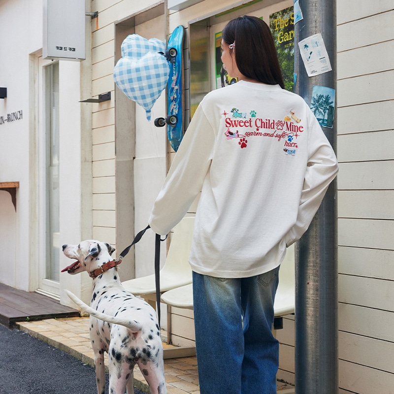 Harsh And Cruel Embroidered Puppy Long Sleeve T-Shirt — фото 4