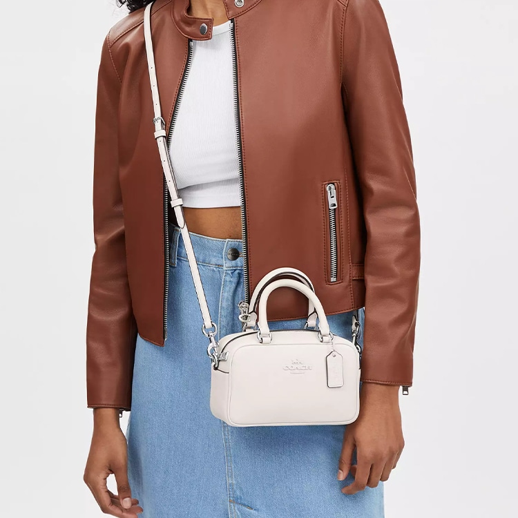 Coach Satchel 19 Logo Silver White — фото 5