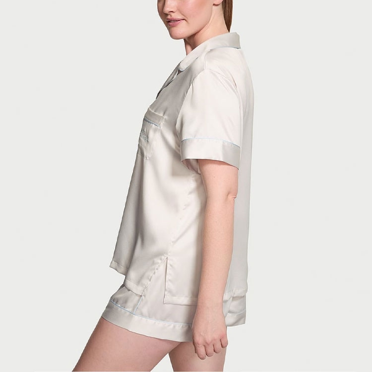 Victoria'S Secret Satin Short Pajama Set Coconut White — фото 1