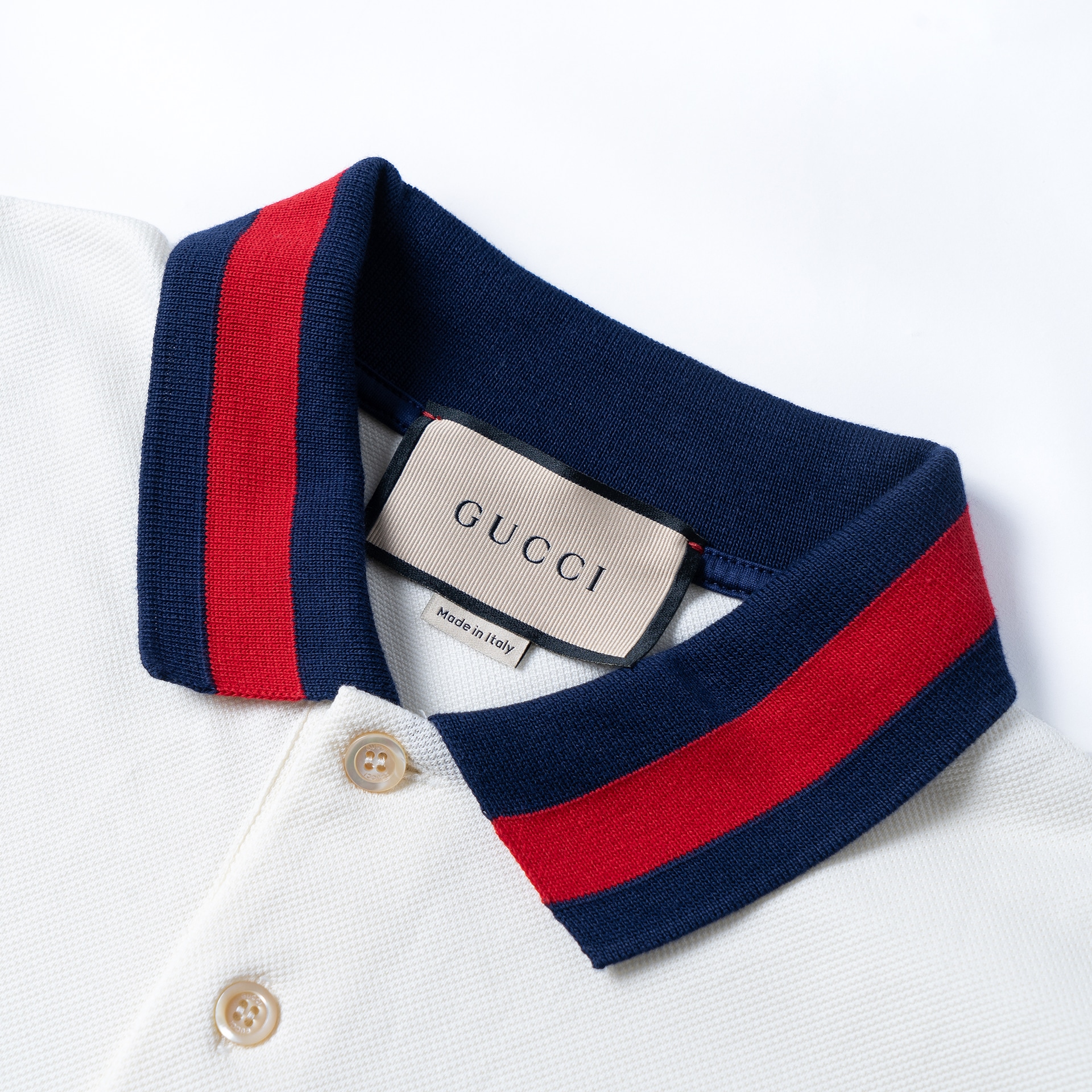 Gucci FW22 Striped Collar Polo White — фото 5