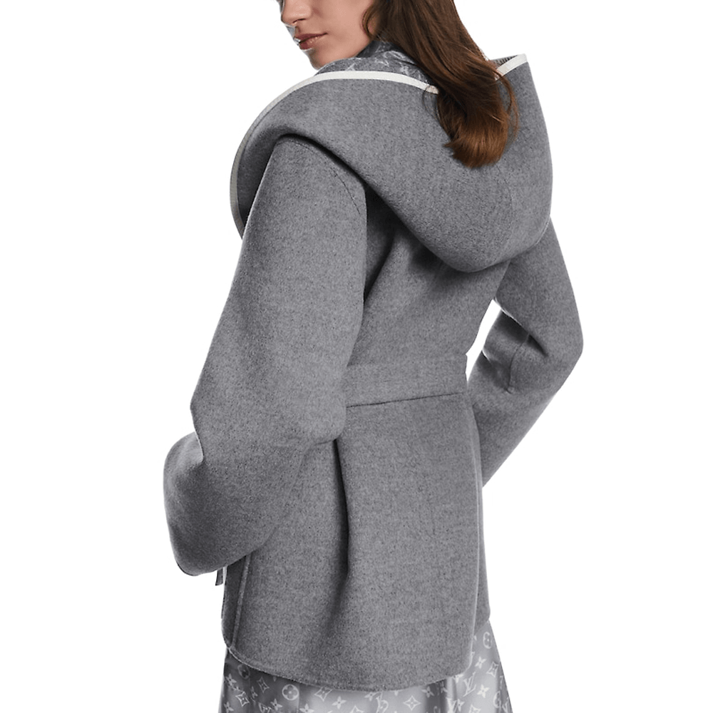 Louis Vuitton FW24 Reversible Jacquard Hoodie Coat Gray — фото 4
