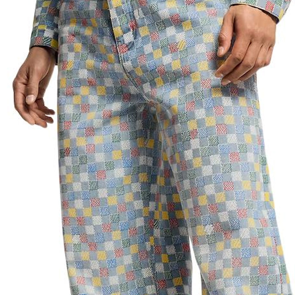 Louis Vuitton SS25 Printed Check Wide Leg Jeans — фото 4