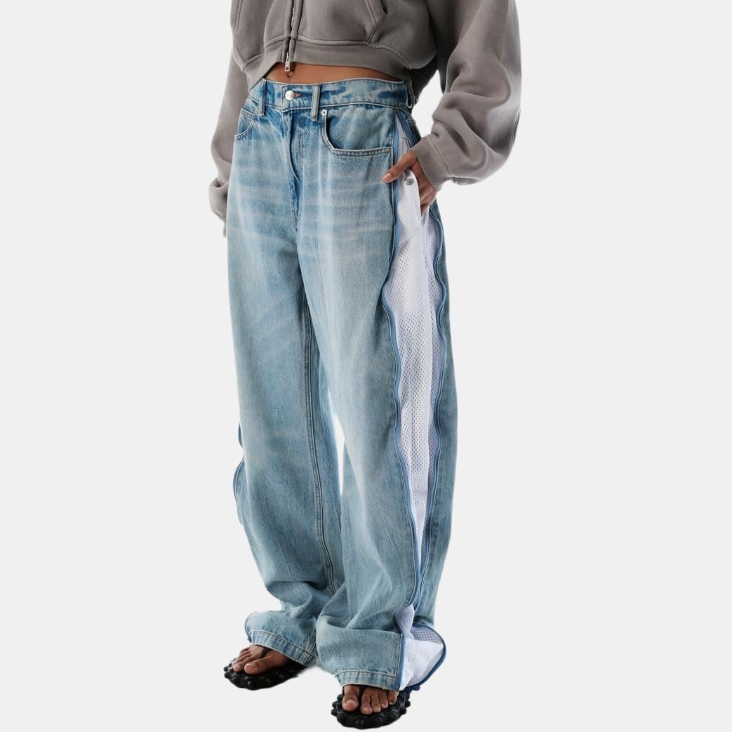 Alexander Wang SS25 Mesh Side Zipper Loose Vintage Button Denim Pants — фото 2