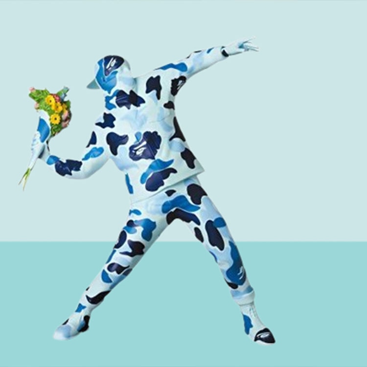 班克西/Banksy BAPE x Banksy Flower Bomber Camo Blue — фото 3