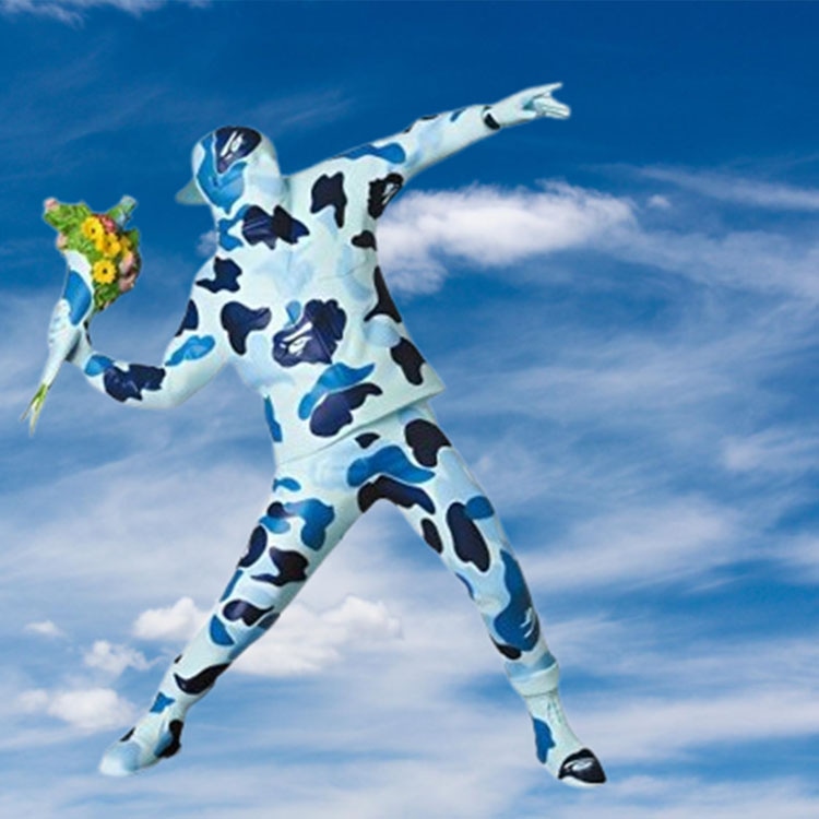 班克西/Banksy BAPE x Banksy Flower Bomber Camo Blue — фото 4