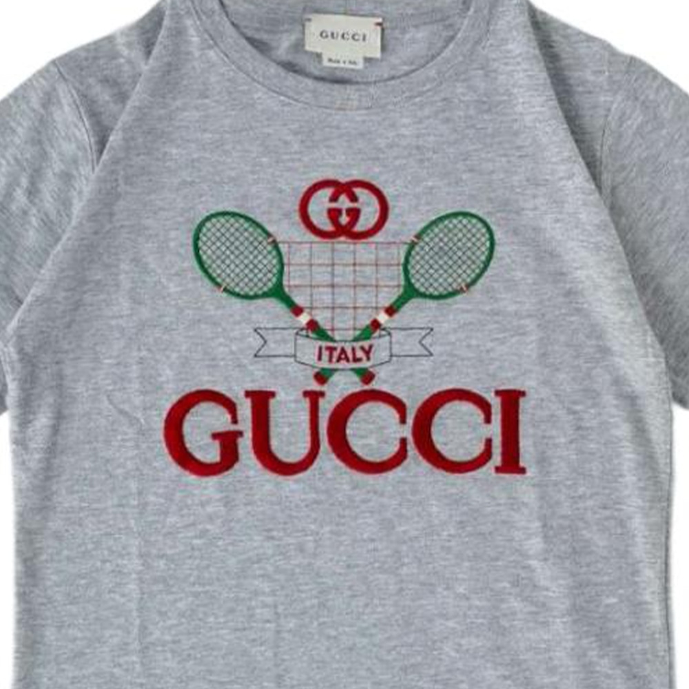 Gucci Kids Embroidered T-Shirt Grey — фото 5