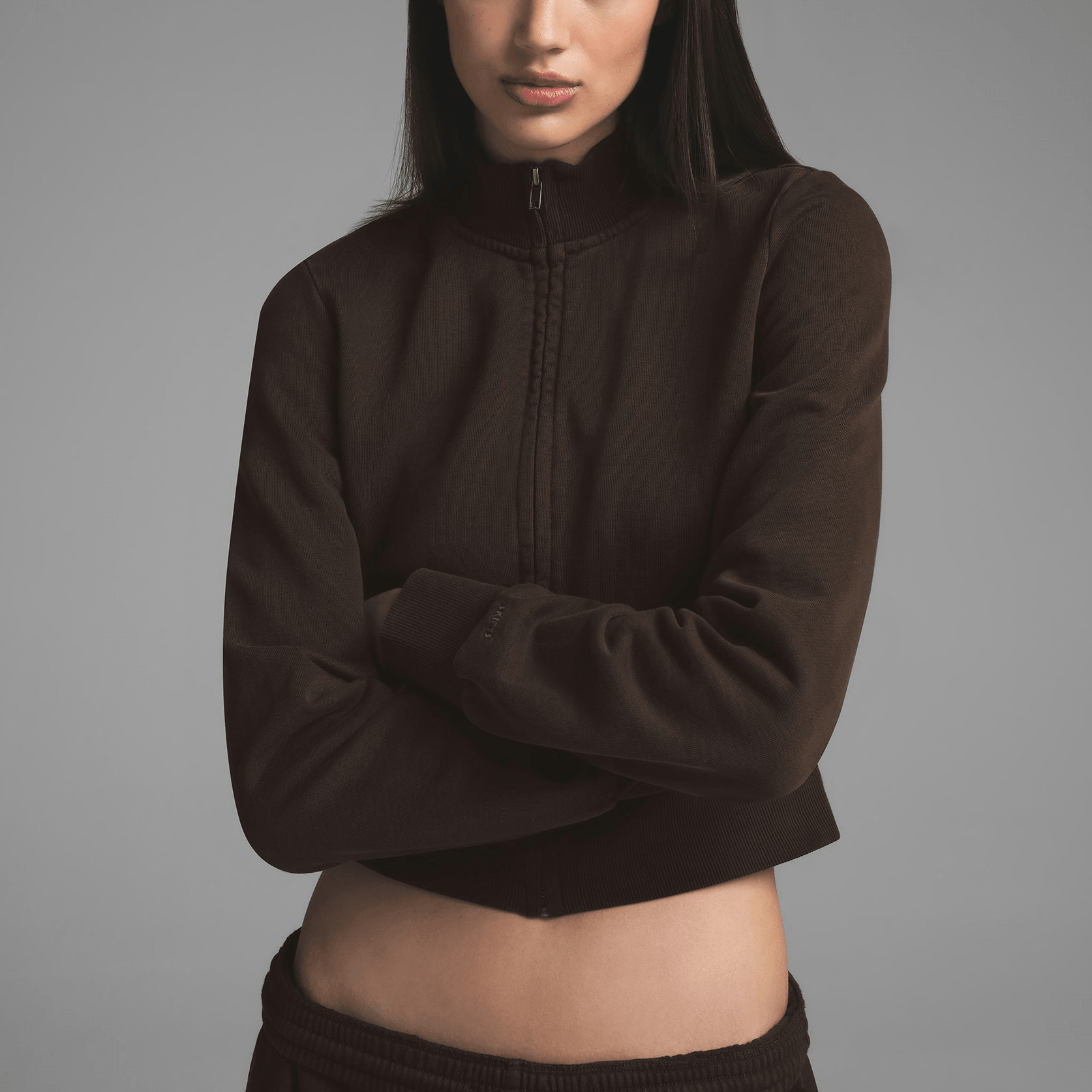 Skims SS25 Boyfriend Fleece Track Jacket Espresso — фото 2