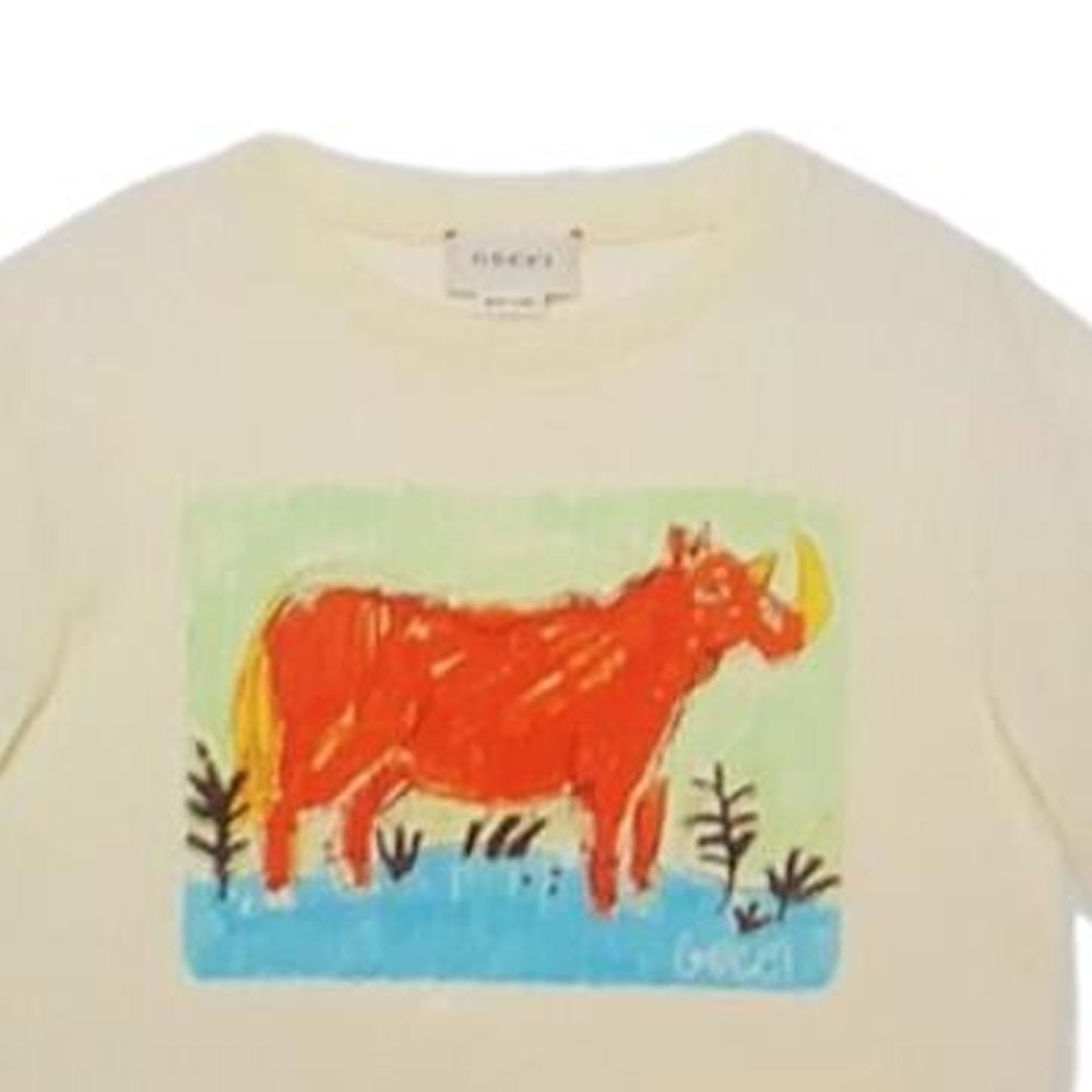 Gucci Kids Animal Print T-Shirt Yellow — фото 2