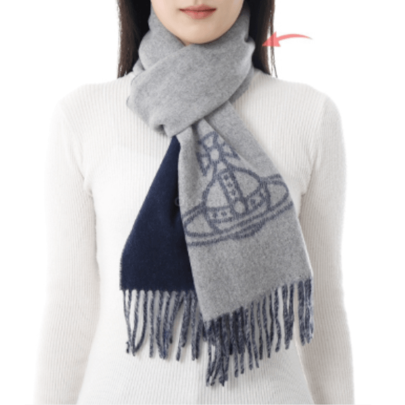 Vivienne Westwood Saturn Logo Scarf Mineral Grey — фото 2
