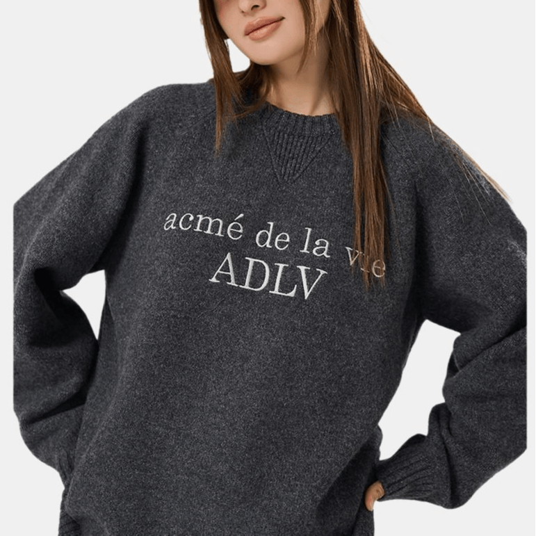 Acme De La Vie ADLV Basic Letter Jacquard Crewneck Sweater — фото 4